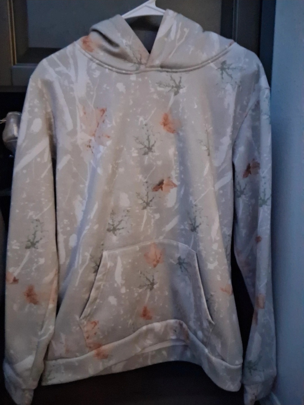 Light Gray Floral Hoodie Sweater - Women's Casual Pullover